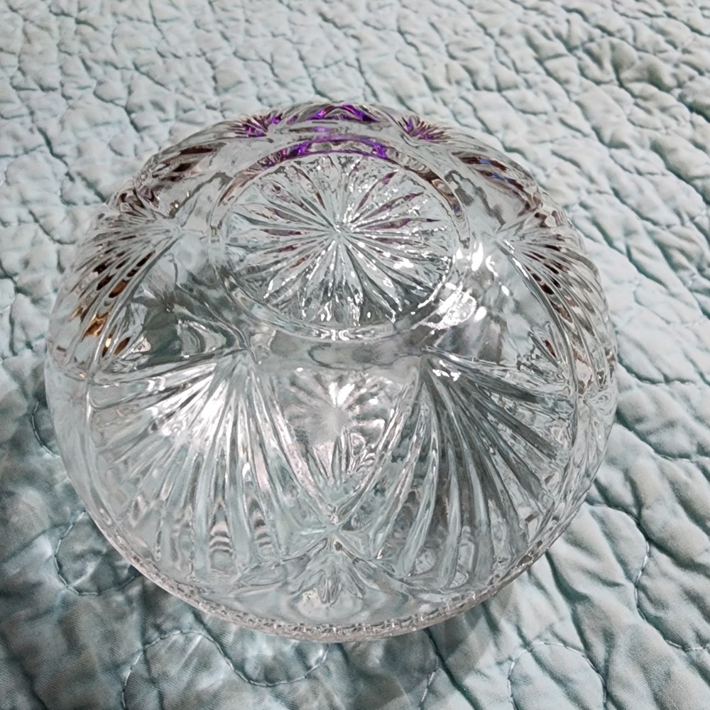 Shannon Crystal Designs of Ireland Lead Crystal Nut Candy Bowl Sunburst Fan 4.5"